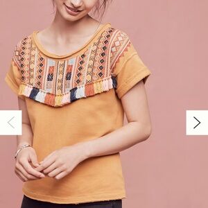Anthropologie Valencia Tasel Top Orange size XS